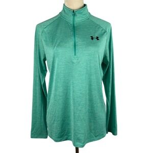 Under Armour Women's Small HeatGear Quarter Zip Pullover Athletic Top Green
